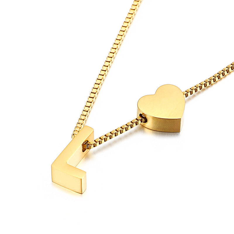 Wholesale Peach Heart 26 Letters Gold Plated Necklaces